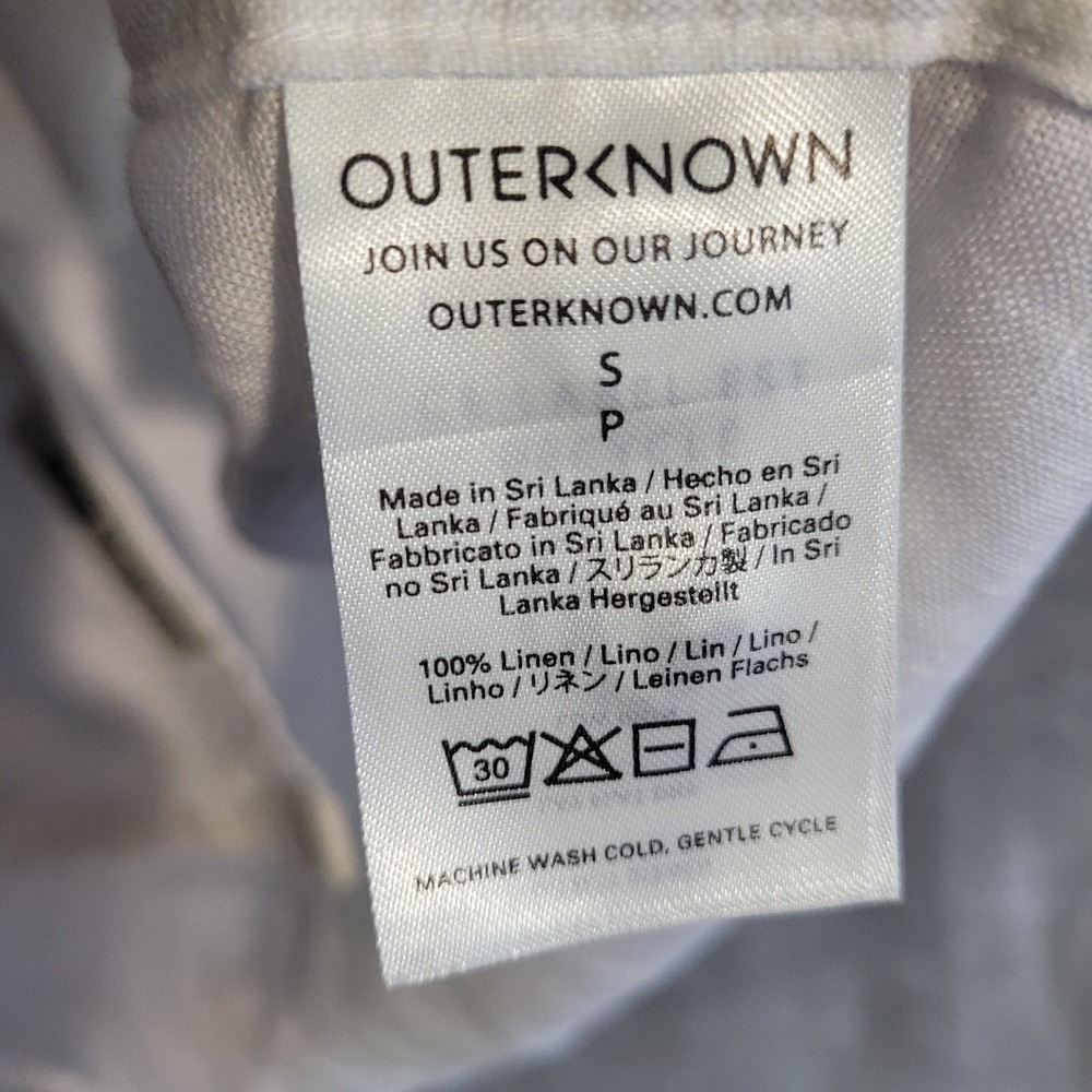 OuterKnown Baird McNutt Irish 100% Linen Button Down Short Sleeve Shirt Sm White - Picture 7 of 9